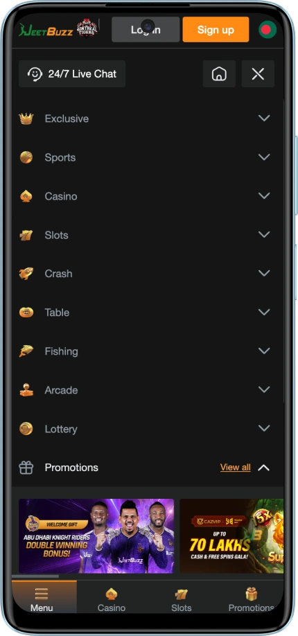 jeetbuzz menu page